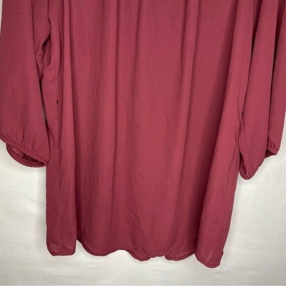 AGB Maroon Flowy Long Sleeve Lightweight Stretch Blouse XL - Picture 8 of 11